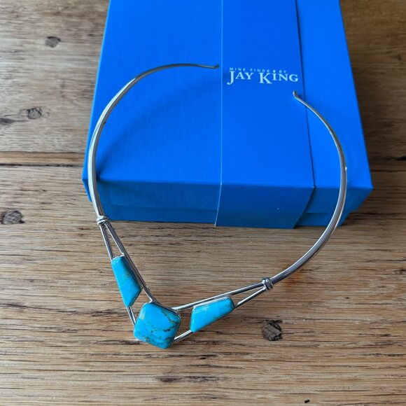 Jay King DTR Crow's Peak Turquoise Sterling Silver Collar Necklace - Picture 4 of 4